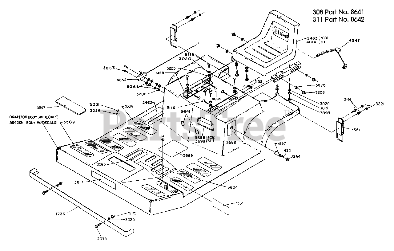 Dixon ZTR 311 - Dixon Zero-Turn Mower (1987) BODY ASSEMBLY Parts Lookup