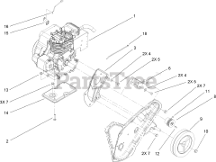 Toro 38585 - Toro Power Clear Snow Thrower (SN: 280000001 - 280999999) (2008) Engine, Frame and Wheel Assembly