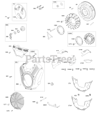 Briggs & Stratton 611475-0119-E1 - Briggs & Stratton Horizontal Engine Blower Housing, Flywheel, Air Guides