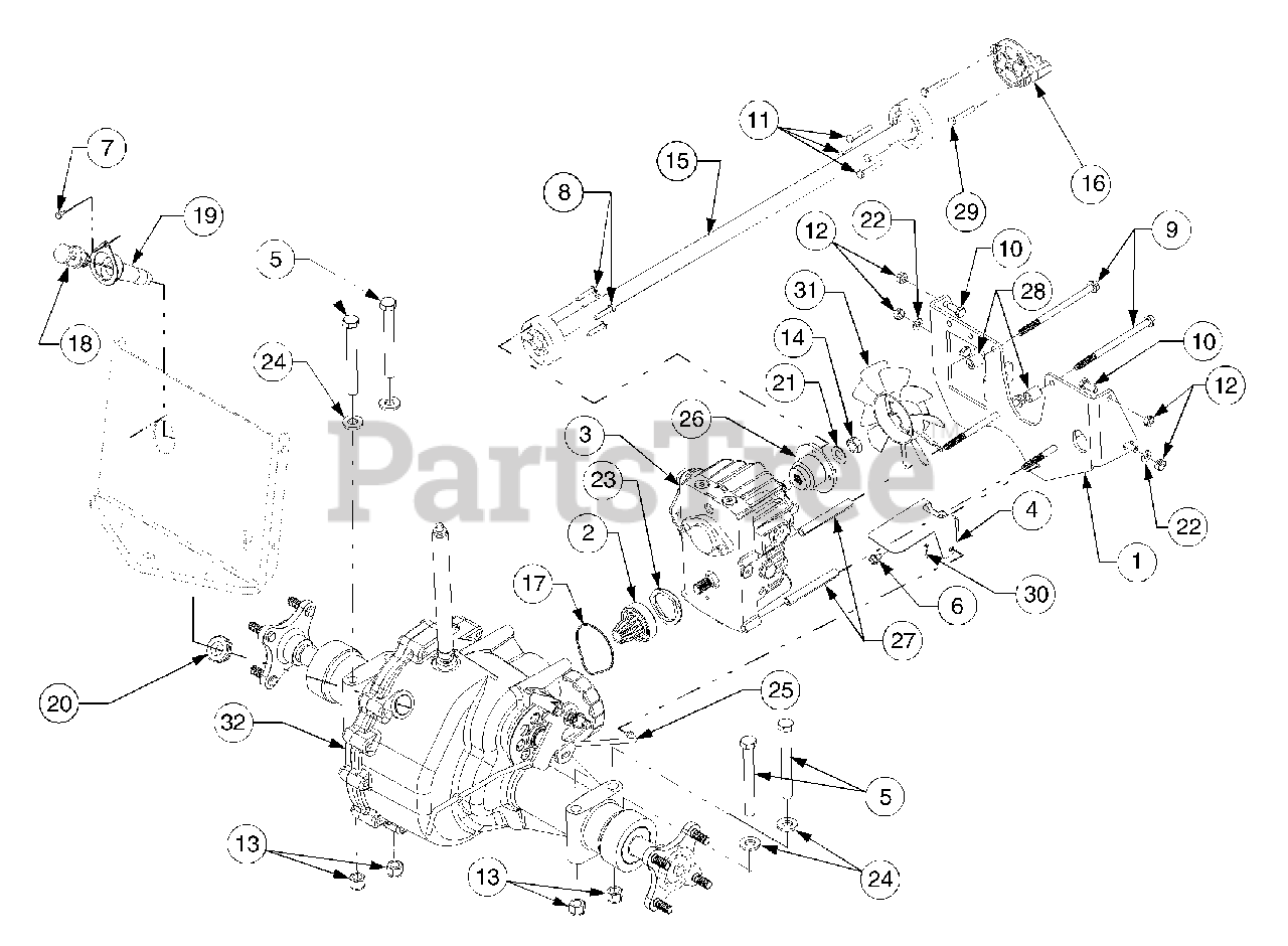 Cub Cadet LT 2042 (13A286G710) Cub Cadet 42" Lawn Tractor Drive Line Parts Lookup with