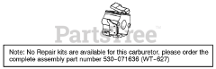 Snapper S 31 SST - Snapper String Trimmer Carburetor Assembly (WT627) P/N 530071636