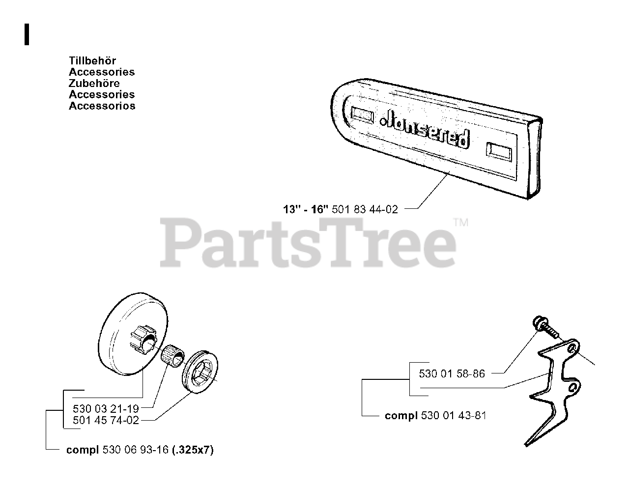 Jonsered 2036 Jonsered Chainsaw (200201) ACCESSORIES Parts Lookup