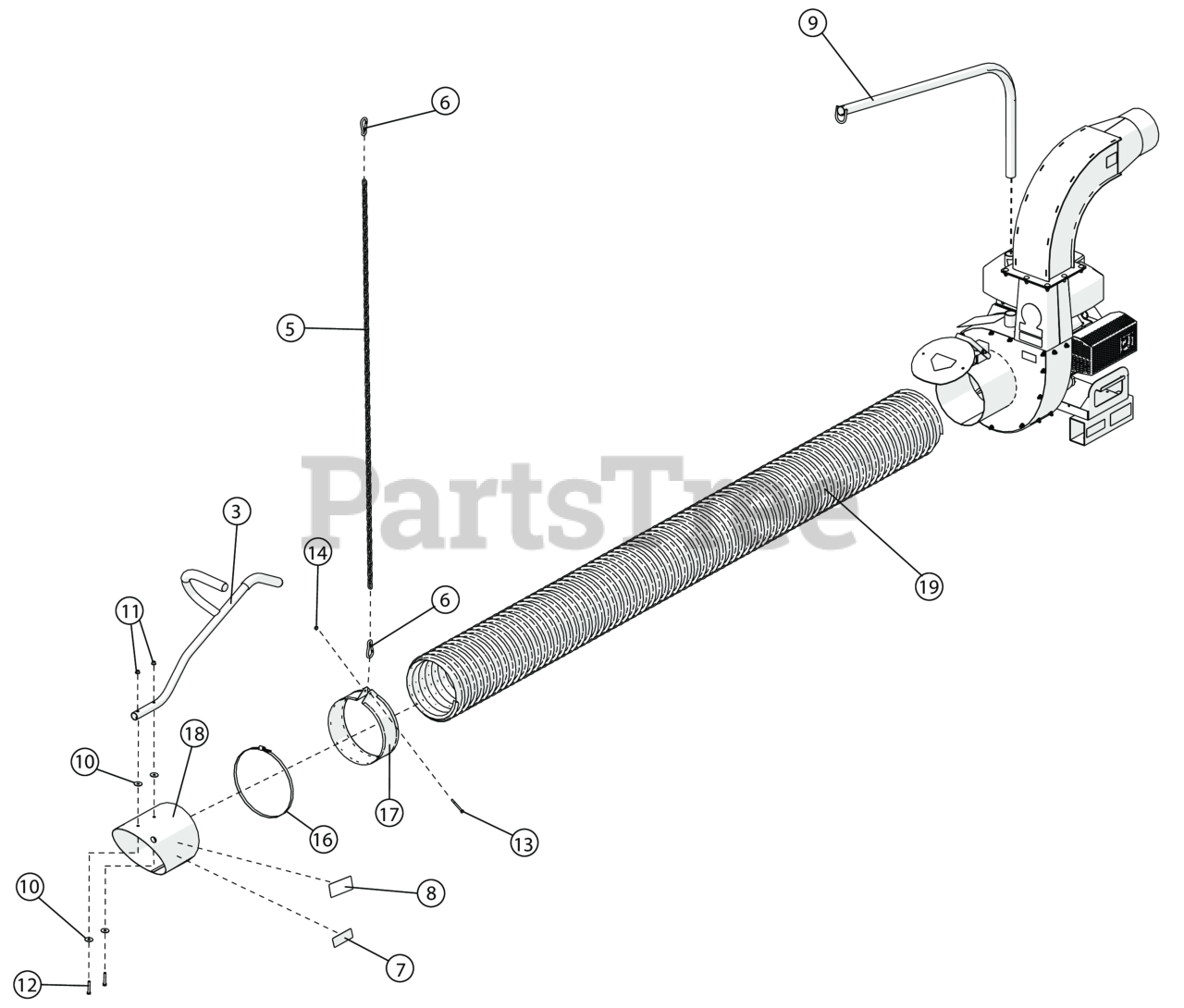 Billy Goat DL 1402 SE Billy Goat 10" Intake Debris Loader Vacuum Hose and Boom Parts Lookup