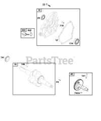 Briggs & Stratton 118432-0124-E1 - Briggs & Stratton Horizontal Engine Camshaft, Crankcase Cover, Crankshaft