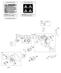 Briggs & Stratton 83132-0175-B1 - Briggs & Stratton Horizontal Engine Camshaft, Crankcase Cover, Crankshaft, Cylinder, Piston/Rings/Connecting Rod, Warning Label