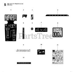 Jonsered FR 2216 A2 4X4 (965190701) - Jonsered Rear-Engine Riding Mower (2008-01) DECALS