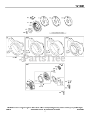 Briggs & Stratton 121412-0175-E2 - Briggs & Stratton Horizontal Engine Blower Housing/Shrouds, Flywheel, Rewind Group