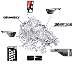 Gravely 918011 (ZTX 52) - Gravely 52" Zero-Turn Mower, 23hp Kawasaki FR (SN: 040000 - 129999)