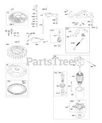 Briggs & Stratton 407577-0392-E1 - Briggs & Stratton Vertical Engine Controls, Electric Starter, Flywheel, Governor Spring