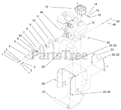 Toro 38053 (824) - Toro 24" Power Throw Snow Thrower (SN: 200000001 - 200999999) (2000) Engine and Frame Assembly