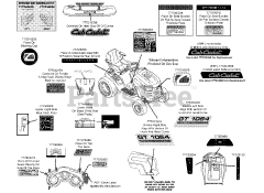 Cub Cadet GT 1054 (14AK94AK056) - Cub Cadet 54" Garden Tractor (2013) Label Map