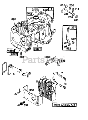 Cub Cadet 1030 (133B582B100) - Cub Cadet Rear-Engine Riding Mower Engine (1993) B&amp;S 10.5 HP Short Block Ass'y