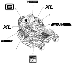 Gravely 915200 (ZT XL 52) - Gravely 52" Zero-Turn Mower, 25hp Kohler Twin Pro (SN: 075000 - 079999) Decals - Style - 52"
