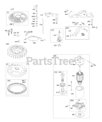 Briggs & Stratton 445777-0127-E2 - Briggs & Stratton Vertical Engine Controls, Electric Starter, Flywheel, Governor Spring