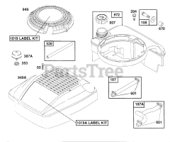Briggs & Stratton 122802-0410-XX - Briggs & Stratton Vertical Engine Fuel Tank Assy,Cover, Hoses