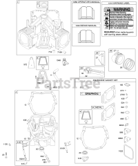 Briggs & Stratton 303777-0413-01 - Briggs & Stratton Vertical Engine Engine Sump, Cylinder, Gasket Set - Engine, Piston, Rings, Connecting Rod