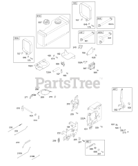 Briggs & Stratton 28B702-1015-E1 - Briggs & Stratton Vertical Engine Fuel Tank, Hoses, Pump, Controls