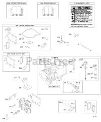 Briggs & Stratton 10B902-2005-E1 - Briggs & Stratton Vertical Engine Cylinder, Cylinder Head, Gasket Set - Engine, Gasket Set - Valve, Lubrication, Operator's Manual, Warning Label