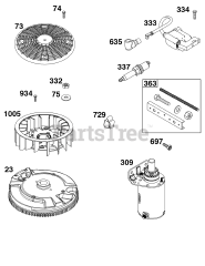 Briggs & Stratton 44N777-0002-G1 - Briggs & Stratton Vertical Engine Flywheel, Ignition, and Starter Group