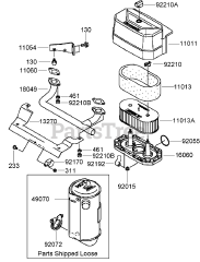 Toro 74409 (Z 340) - Toro 40" Z Master Zero-Turn Mower, Side-Discharge Deck (SN: 270000001 - 270000700) (2007) Air Filter and Muffler Assembly Kawasaki FH580V-AS40-R