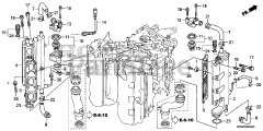 Honda BF250 A XXCA (BBJJ) - Honda Marine Engine, Made in Japan (SN: BBJJ-8000001 - BBJJ-9999999) EXHAUST MANIFOLD + THERMOSTAT