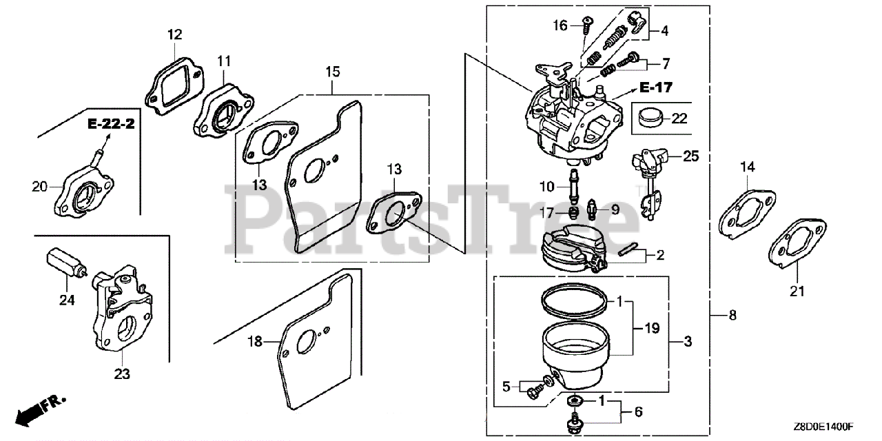 Honda GCV190LAS3C Honda Engine for Cub Cadet Carburetor Parts Lookup