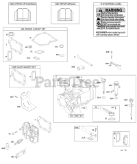 Briggs & Stratton 9G902-0145-D1 - Briggs & Stratton Vertical Engine Cylinder, Cylinder Head, Gasket Set - Engine, Gasket Set - Valve, Lubrication, Operator's Manual, Warning Label