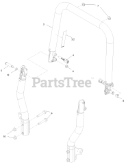 Exmark RAX691GKA524A3 - Exmark 52" Radius X-Series Zero-Turn Mower, Kawasaki FX691V (SN: 402082300 - 404314158) (2018) Roll-Over Protection System Assembly