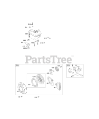 Briggs & Stratton 12D412-0100-E1 - Briggs & Stratton Horizontal Engine Electric Starter, Muffler Groups, Rewind Group