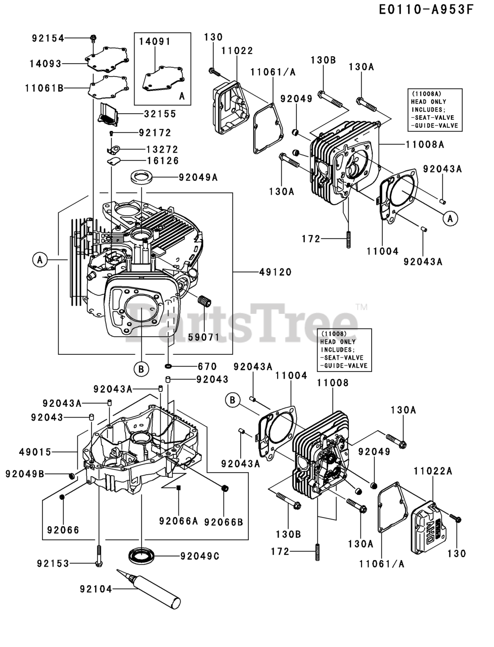 Kawasaki FR730VBS50 Kawaskai Engine CYLINDER/CRANKCASE Parts Lookup