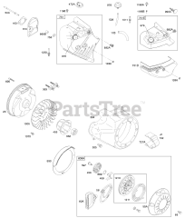 Briggs & Stratton 21M214-0135-E1 - Briggs & Stratton Horizontal Engine Blower Housing/Shrouds, Flywheel, Rewind Starter