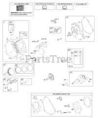Briggs & Stratton 12C112-0100-E1 - Briggs & Stratton Horizontal Engine Camshaft, Crankcase Cover, Crankshaft, Cylinder, Lubrication, Piston Group
