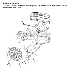 Husqvarna 650 CRT (954329172) - Husqvarna Rear-Tine Tiller (2003-08) MAINFRAME, RIGHT SIDE