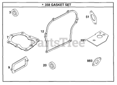 Briggs & Stratton 90102-0123-01 - Briggs & Stratton Horizontal Engine Gasket Set