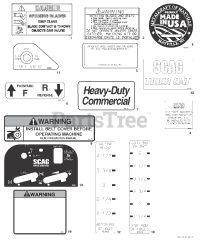 Scag STC48V-25CV - Scag Tiger Cat 48" Zero-Turn Mower, 25hp Kohler (SN: G2700001 - G2799999) Replacement Decals And Information Plates - (Part 1)