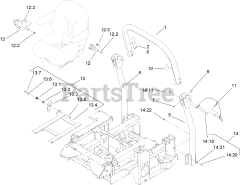 Toro 74268 (Z 597-D) - Toro 60" Z Master Zero-Turn Mower, Side-Discharge Deck (SN: 270000001 - 270000300) (2007) Roll-Over Protection System Assembly No. 106-7437