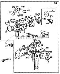 Cub Cadet 586 (252-586-100) - Cub Cadet Edger Engine (1992) B&amp;S 3 HP Carburetor Ass'y