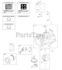 Briggs & Stratton 12S902-2139-B1 - Briggs & Stratton Vertical Engine Camshaft, Crankshaft, Cylinder, Operator's Manual, Piston/Rings/Connecting Rod, Warning Label