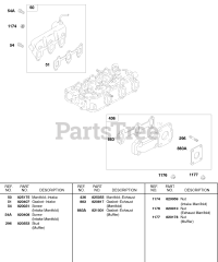 Briggs & Stratton 432447-0376-E2 - Briggs & Stratton Horizontal Engine Exhaust Manifold, Intake Manifold