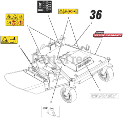 Gravely 885914 - Gravely Pro-QXT 36" Finish Mower Attachment (SN: 000101 - 000999)