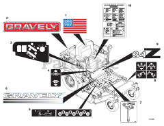 Gravely 991022 (PM 34M) - Gravely Pro-Master 34" Zero-Turn Mower, 17hp Kawasaki (SN: 003000 & Above)