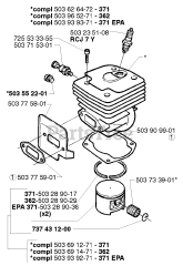 Husqvarna 371 - Husqvarna Chainsaw (1999-05) Piston/Cylinder