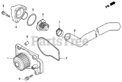 Honda H4518 H HSA/C (MZAT) - Honda Lawn Tractor, Made in Japan (SN: MZAT-3000001 - MZAT-3999999) WATER PUMP (H4518H)