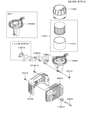 Kawasaki FJ180V-BM17 - Kawasaki Engine AIR-FILTER/MUFFLER