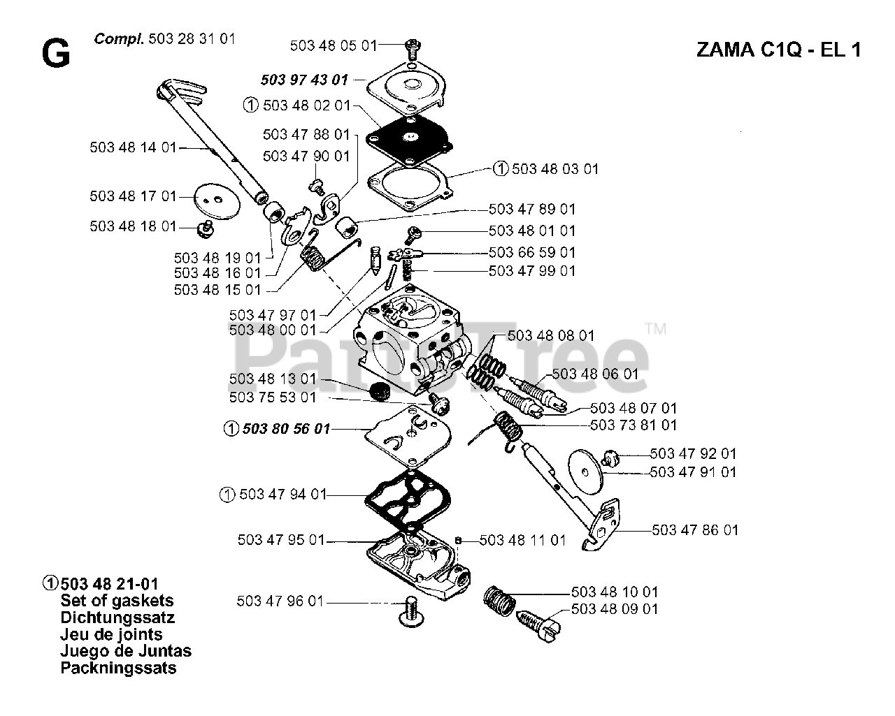 Jonsered 2041 Jonsered Chainsaw (199803) CARBURETOR DETAILS Parts