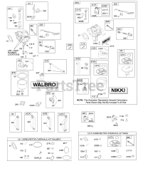 Briggs & Stratton 31E677-0134-E1 - Briggs & Stratton Vertical Engine Carburetor - Walbro &amp; Nikki, Fuel Supply, Kit-Carburetor Overhaul