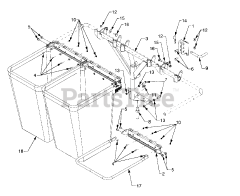 Cub Cadet 367 (190-367-100) - Cub Cadet Triple Rear Bagger Bag, Frame And Support