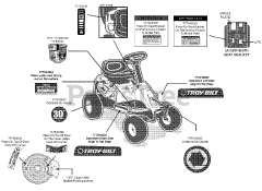 Troy-Bilt TB 30 R (13BC26JD011) - Troy-Bilt 30" Rear-Engine Riding Mower (2013) Label Map