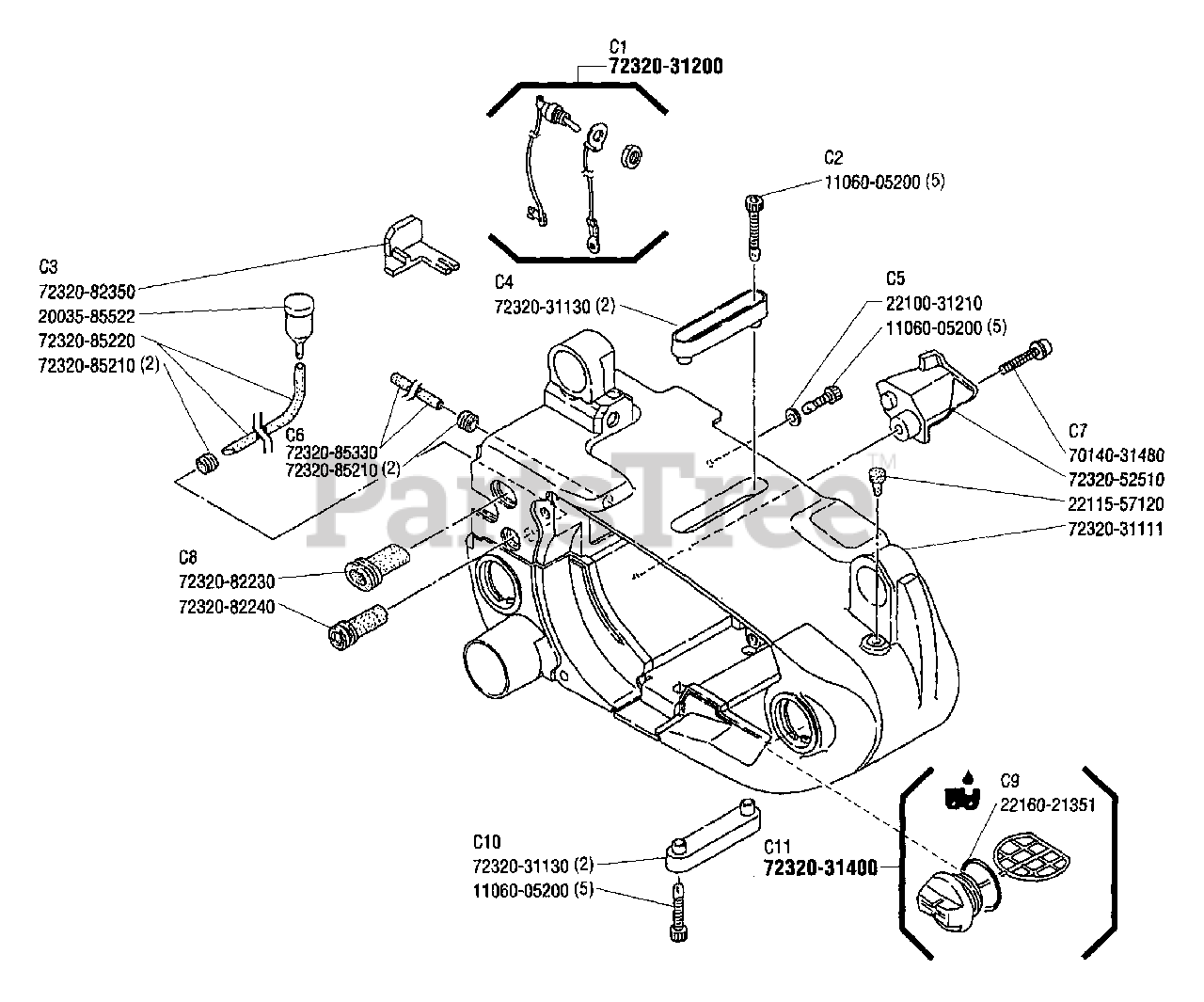 Shindaiwa 357 Shindaiwa Chainsaw Engine Cover Parts Lookup with