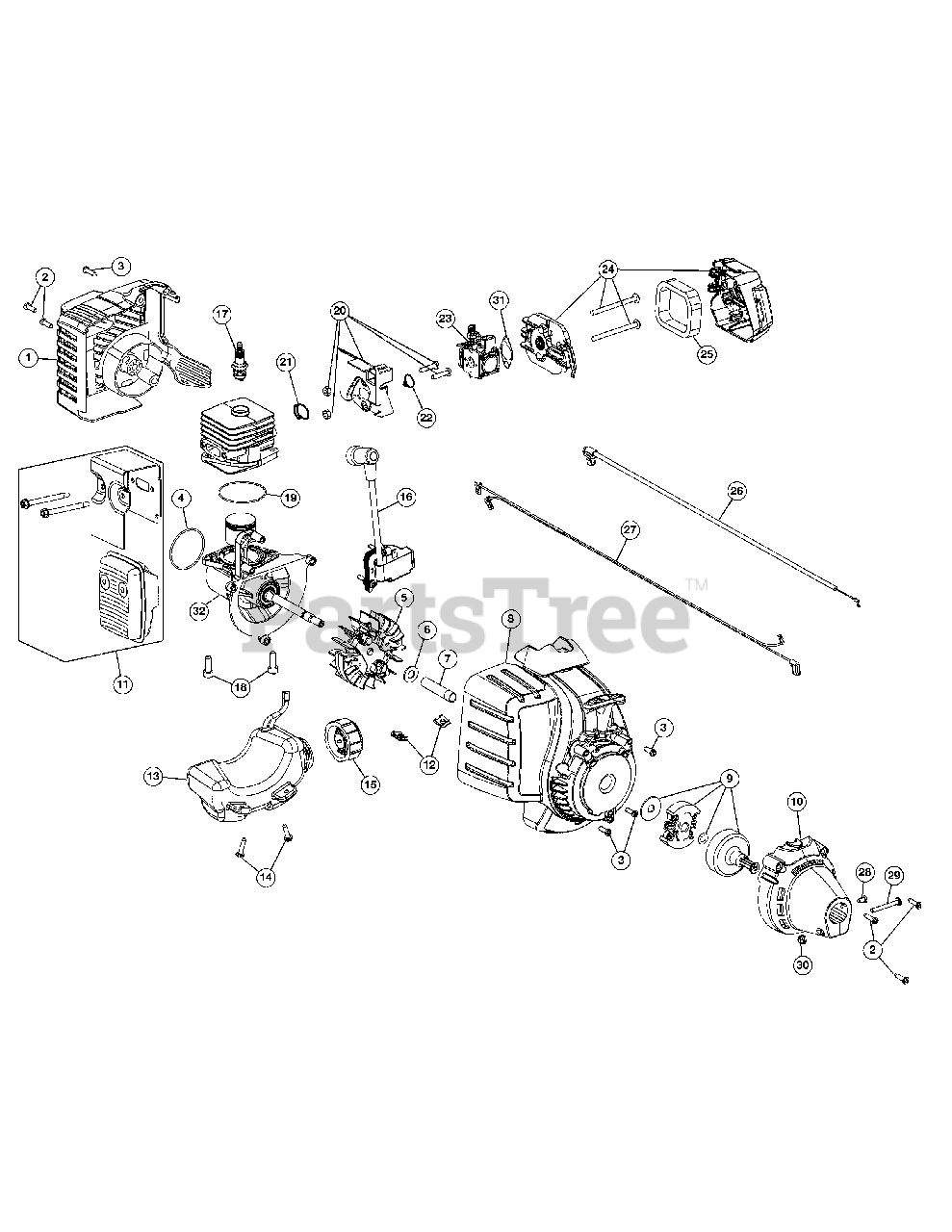 Remington RM 2599 (41BDPS1C983) Remington Pole Saw Engine Assembly